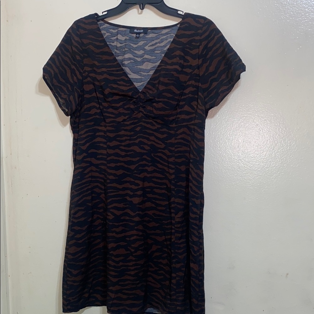 Madewell Black and Brown Animal Print Dress